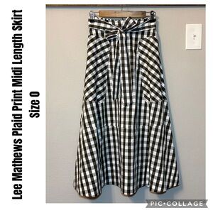 Lee Mathews Plaid Print Midi Length Skirt size 0